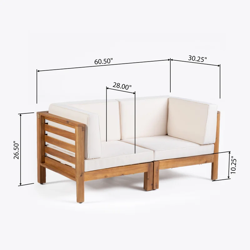 Oana 2 Pieceseat Set, Beige Beige Acacia Wood