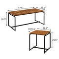 Oak And Black Occasional Set With Trestle Base Black Brown Primary Living Space Oak Rectangular Wood Metal
