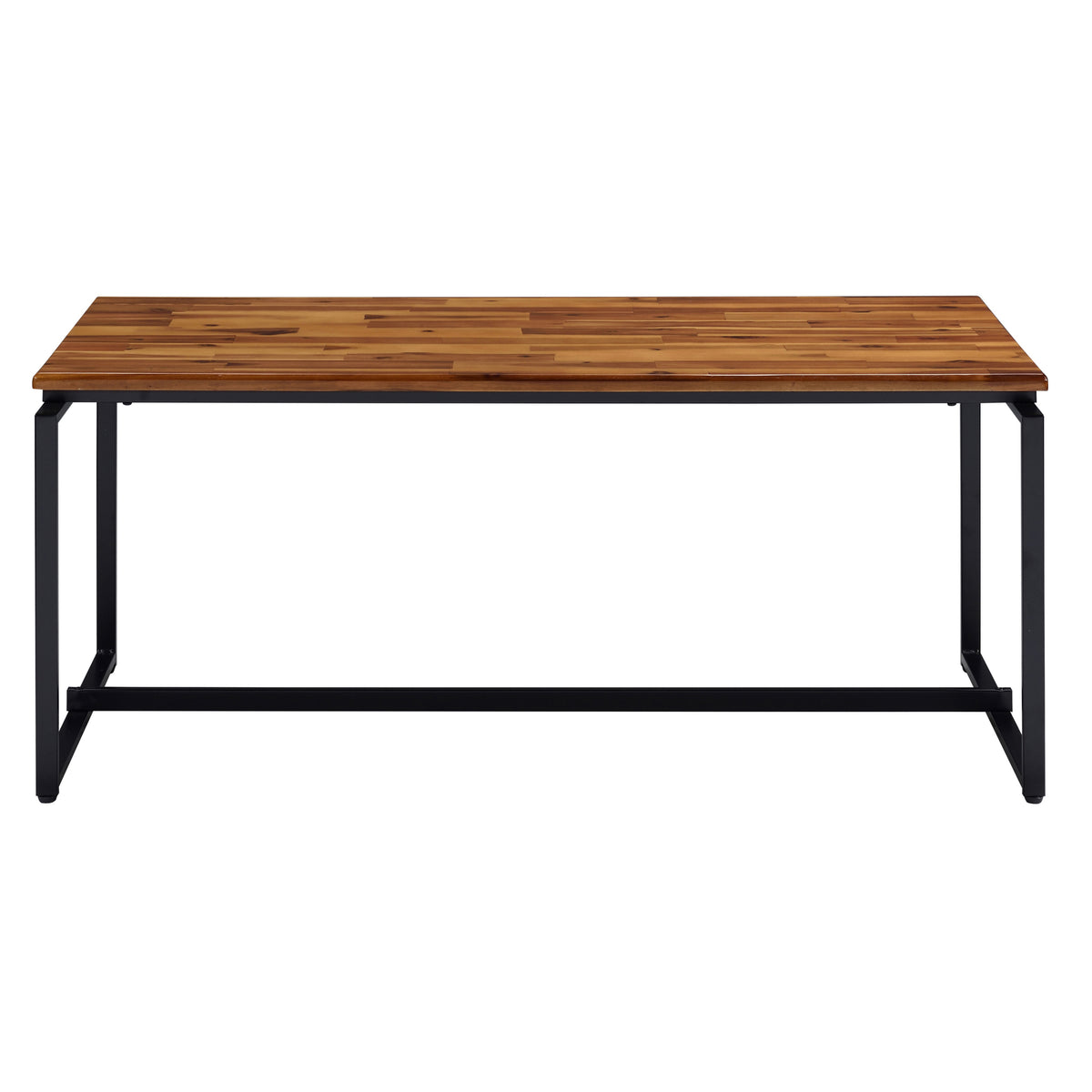 Oak And Black Occasional Set With Trestle Base Black Brown Primary Living Space Oak Rectangular Wood Metal