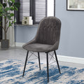 Grey And Black Tufted Back Dining Chairs Set Of 2 Solid Black Grey Dining Room Foam Rectangular Contemporary Side Chair Solid Back Set Of 2 Wood Fabric