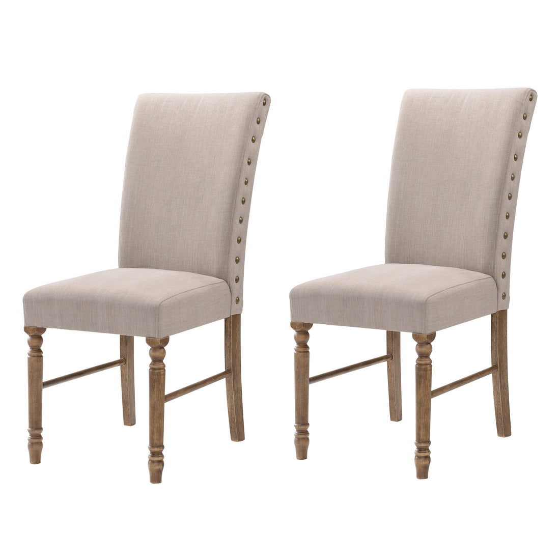 Cream And Weathered Oak Tight Back Parson Chairs Set Of 2 Solid Cream Brown Dining Room Foam Rectangular Contemporary Side Chair Rubberwood Solid Back Set Of 2 Linen