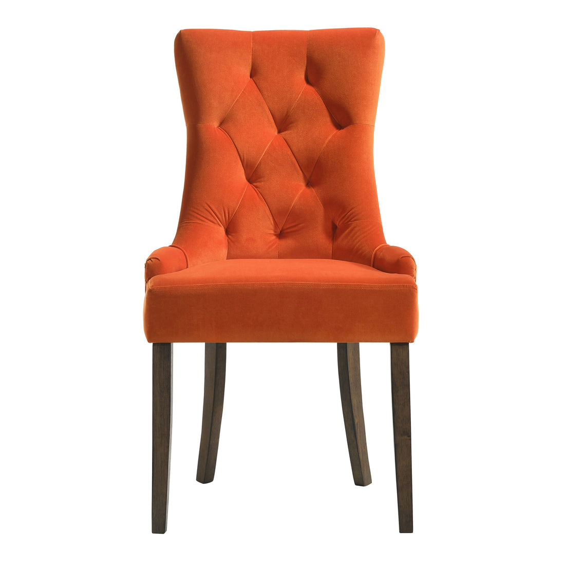 Orange And Weathered Oak Tufted Back Side Chairs Set Of 2 Solid Orange Dining Room Foam Rectangular Side Chair Rubberwood Tufted Back Set Of 2 Velvet