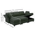 Modular Sectional Sofa Couch Bed With Storage 6 Seater, Sleeper Sofa Bed Couch With Reversible Chaise Ottomans, Adjustable Arms And Backs Green Green Polyester 3 Seat