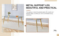 Table And Chair Set.Modern Rectangular Glass Dining Table With A Tempered Glass Tabletop And Metal Legs, Paired With Multiple Chairs Designed With Pu Cushions And Golden Metal Legs. Grey Gold Seats 6 Tempered Glass