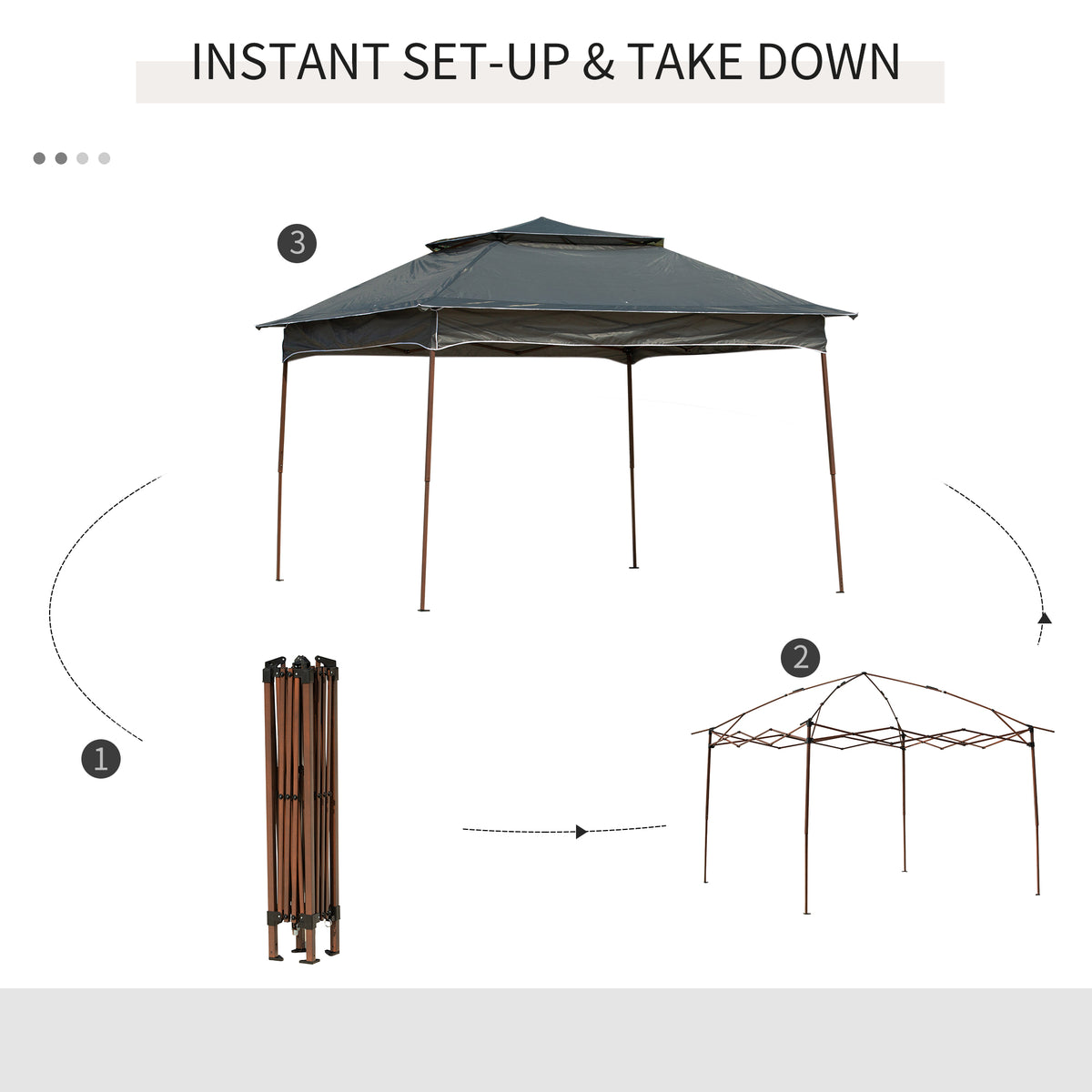 Outsunny 11' X 11' Pop Up Canopy, Outdoor Patio Gazebo Shelter With Removable Zipper Netting, Instant Event Tent W 114 Square Feet Of Shade And Carry Bag For Backyard, Garden, Dark Gray Dark Grey Polyester
