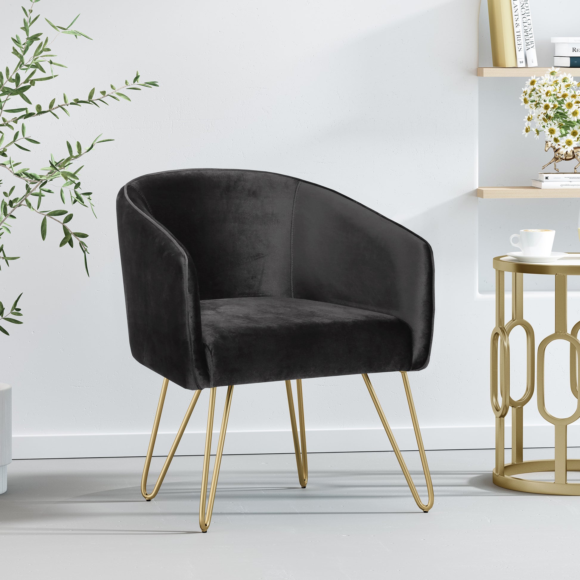 Lounge Arm Chair Black Velvet