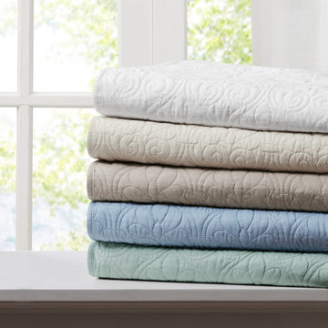 Oversized Quilted Throw Blue 60X70" Blue Cotton