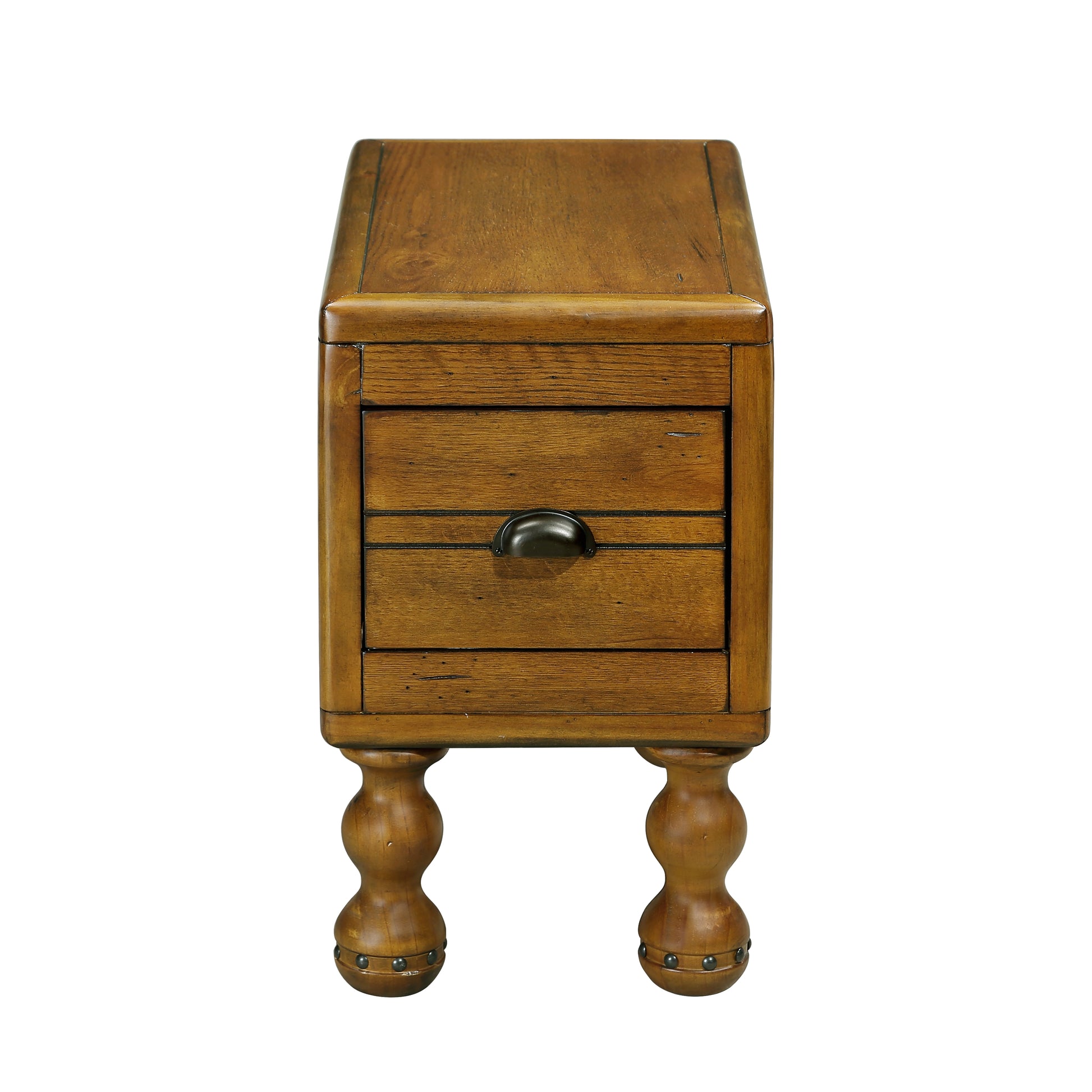 Solid Wood End Table, Rectangle 23.6 Inch Narrow Side Table With Drawer, Vintage Bedside Table Nightstand For Small Spaces, Living Room, Bedroom, Easy Assembly, Antique Brown Antique Brown Pine
