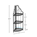 3 Tier Corner Open Shelf,Bookcase Freestanding Shelving Unit,Plant Stand Small Bookshelf For Living Room, Home Office, Kitchen, Small Space Black Corner Office American Design,Rustic Iron