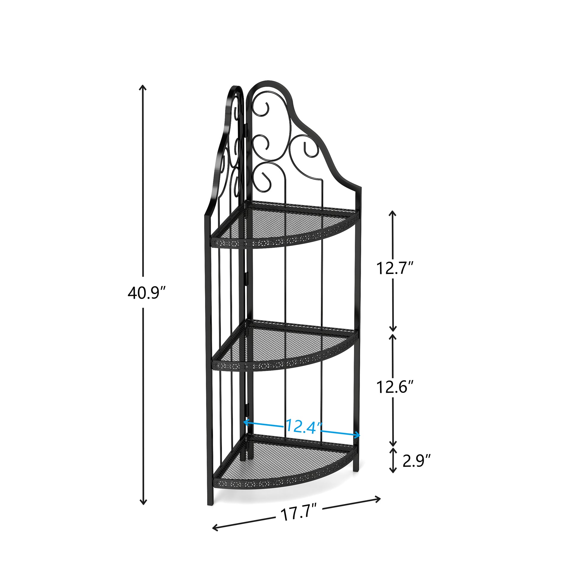 3 Tier Corner Open Shelf,Bookcase Freestanding Shelving Unit,Plant Stand Small Bookshelf For Living Room, Home Office, Kitchen, Small Space Black Corner Office American Design,Rustic Iron