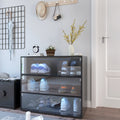 Black Glass Door Shoe Box Shoe Storage Cabinet With Rgb Led Light Black Mdf