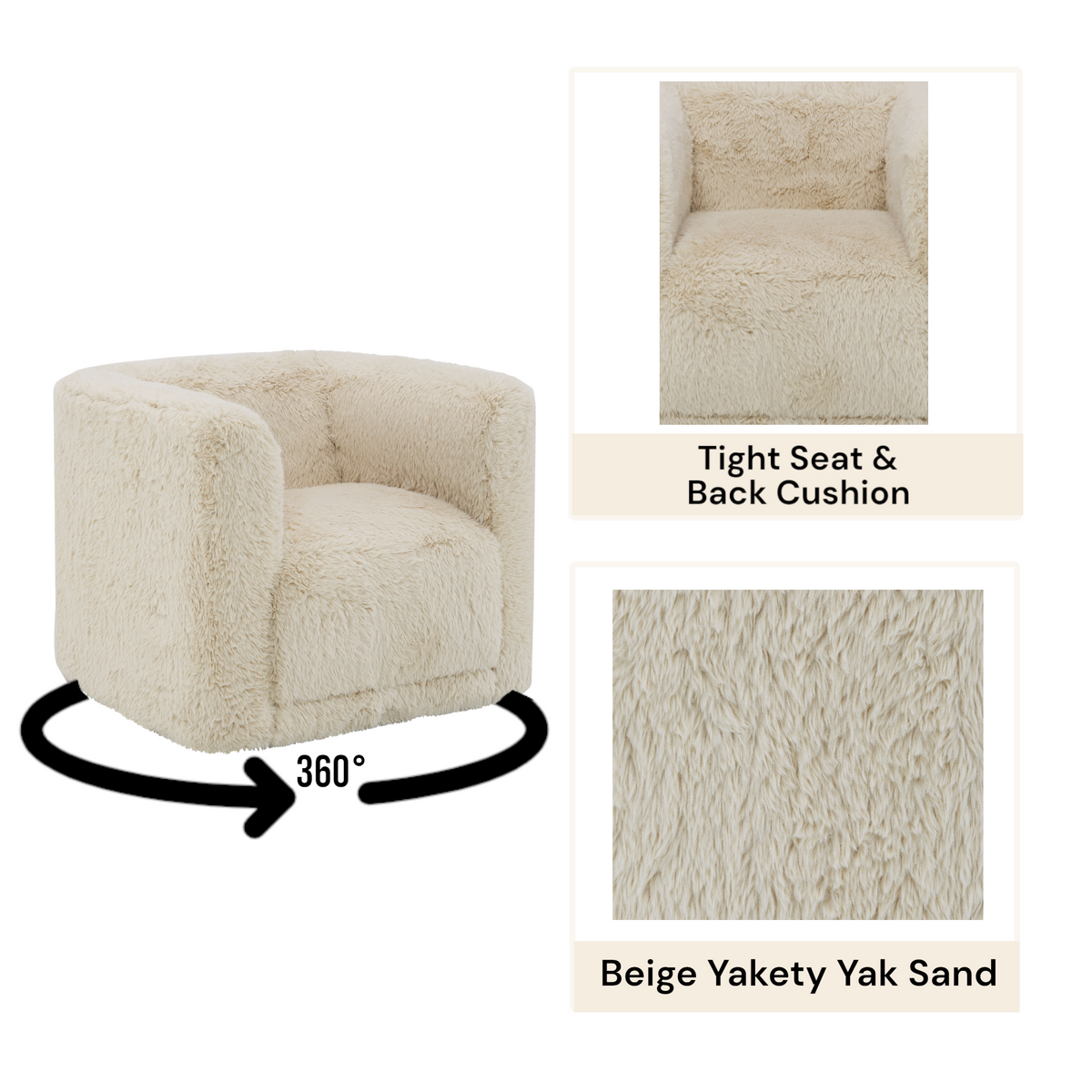 Beige Swivel Accent Chair Beige Primary Living Space Linen
