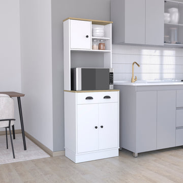 Albany Kitchen Pantry With 3 Doors Cabinet And Drawer Freestanding Multicolor Kitchen Shelves Included Modern Particle Board Engineered Wood