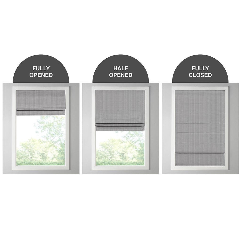 Basketweave Room Darkening Cordless Roman Shade Charcoal Polyester