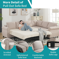Arrived Sleeper Sofa, 2 In 1 Pull Out Couch Bed,6 Seater Sofa Bed, L Shaped Sleeper Sectional Sofa Couch,Riveted Sofa,104'' Large Combined Sofa Bed In Living Room, Beige Beige Polyester Wood Primary Living Space Medium Soft Cushion Back Modern Polyester
