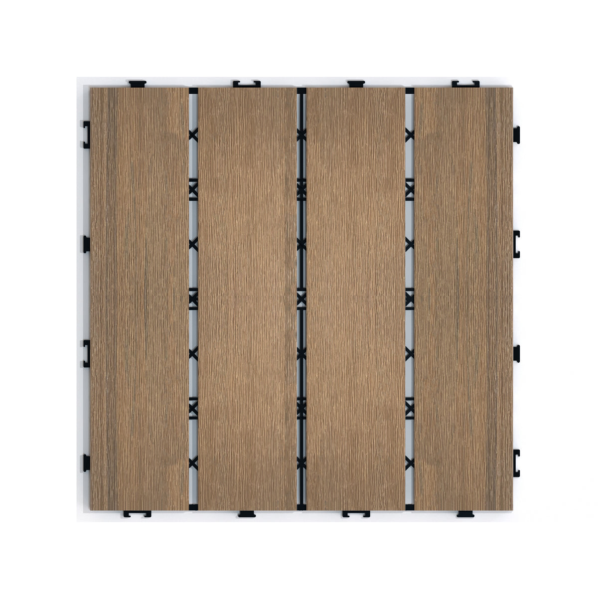 Patio Floor Tiles Pack Of 22 Wpc Wood Plastic Composite Patio Deck Tiles Diy Interlocking Decking Tiles, Quick Deck Floor Tile, Court Tile, Water Resistant Indoor Outdoor 11.8" Oak Oak Plastic