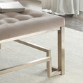 Beige And Champagne Cocktail Tufted Ottoman Champagne Metal Primary Living Space Backless Solid Brown Contemporary Square Armless Tufted Fabric Metal