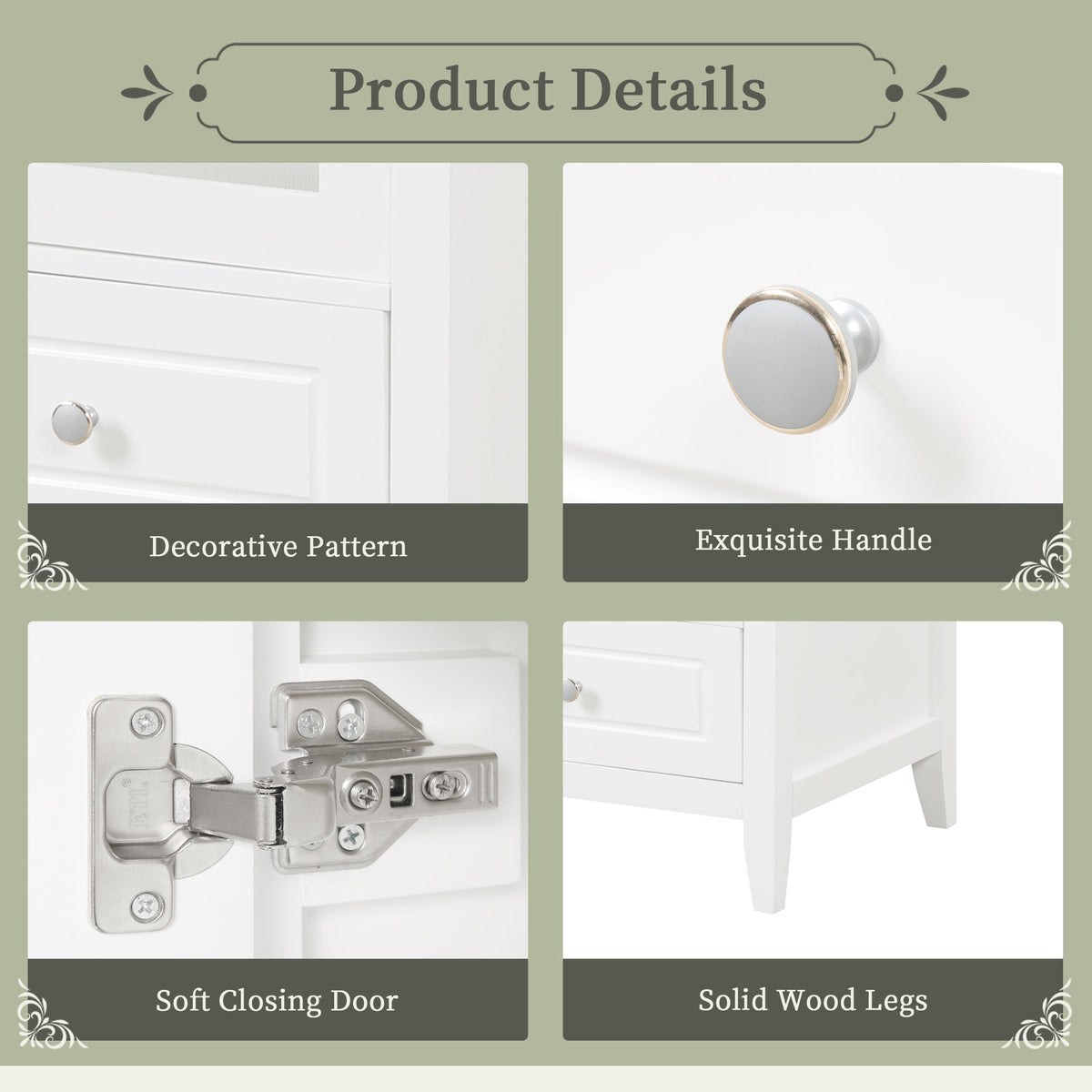 20" Bathroom Vanity With Sink, Bathroom Cabinet With Soft Closing Glass Door, A Drawer, White White Mdf