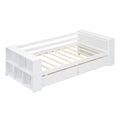 Twin Size Daybed With Shelves And Drawers, White Twin White Pine
