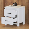 Vintage Two Drawer Wooden Nightstand, Simple And Generous, Large Storage Space,White White Particle Board Mdf