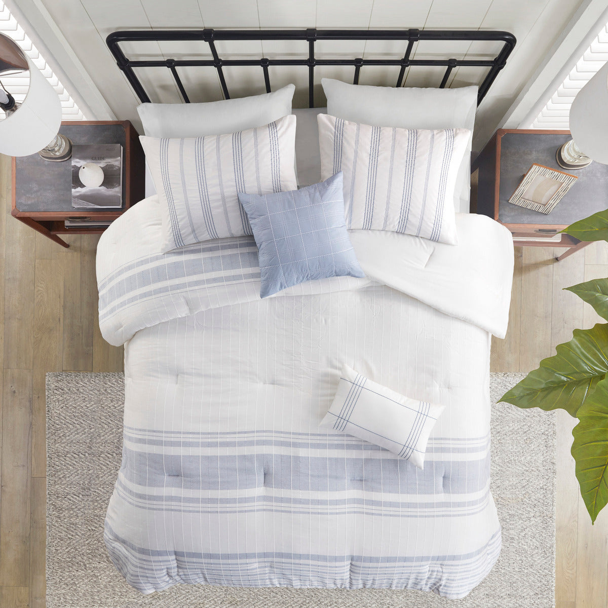 6 Piece Cotton Jacquard Oversized Comforter Set King Multicolor Polyester
