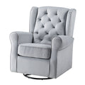 Grey Swivel Chair With Glider Grey Gray Primary Living Space Transitional Pine Wood Fabric