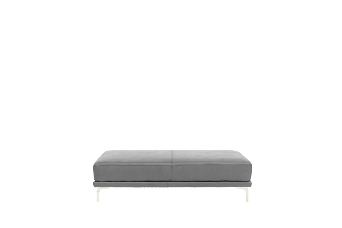 Modern Antique Gray Large Ottoman Metal Legs 1Pc Cocktail Ottoman Living Room Antique Gray Faux Leather Primary Living Space Grey Contemporary,Modern Rectangle Bonded Leather