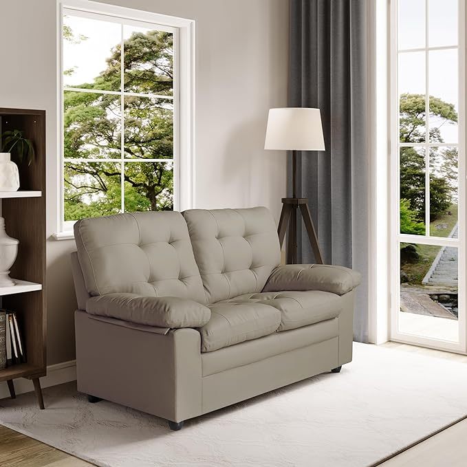 Apartment Beautiful Seat Love, 2 Seat, Grey Faux Leather Grey Pu 2 Seat
