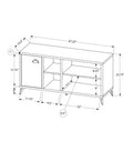 Tv Stand, 48 Inch, Console, Media Entertainment Center, Storage Cabinet, Living Room, Bedroom, White And Grey Laminate, Black Metal, Contemporary, Modern White 80 89 Inches Mdf