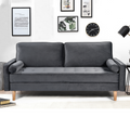Sofa Simple Small House Double Three Person Straight Row American Retro Green Velvet Furniture Fabric Sofa Small Living Room Bedroom Office Grey Solid Wood 3 Seat