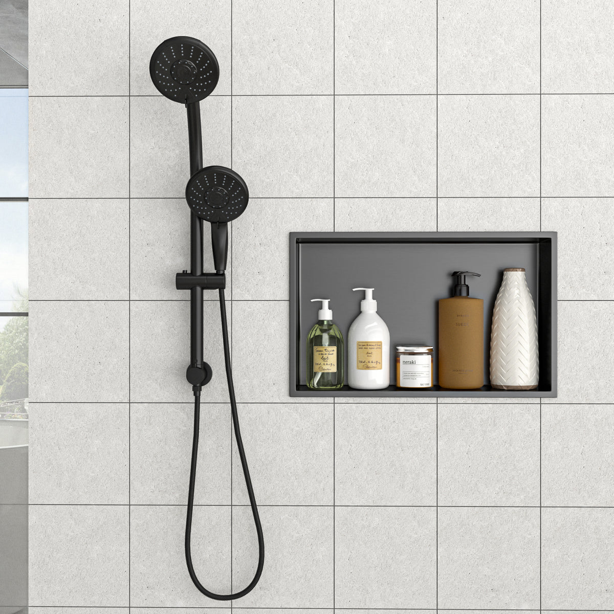 21" X 13" Stainless Steel Shower Niche, Gunmetal Black Gunmetal Black Stainless Steel