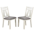 Set Of 2 Dining Chairs With Upholstered Seat, Grey And White Solid Grey,White Dining Room Rectangular Dining Chairs Set Of 2 Fabric,Mdf