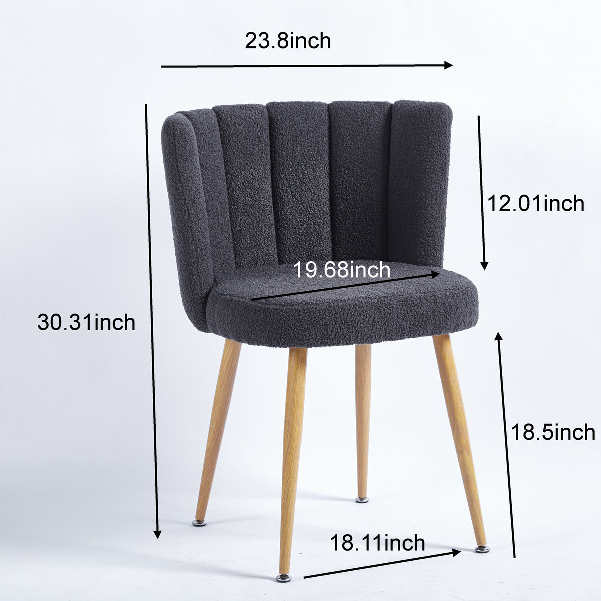 Modern Gray Dining Chair Set Of 2 With Iron Tube Wood Color Legs, Shorthair Cushions And Comfortable Backrest, Suitable For Dining Room, Living Room, Cafe, Simple Structure. Grey Fabric
