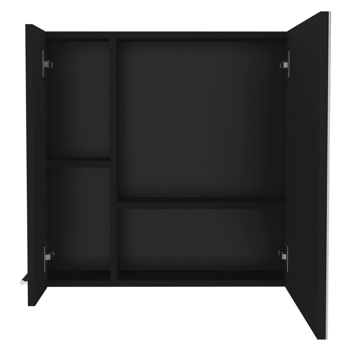 Medicine 23H" Double Door Cabinet,Four Interior Shelves, Black Black Particle Board Particle Board