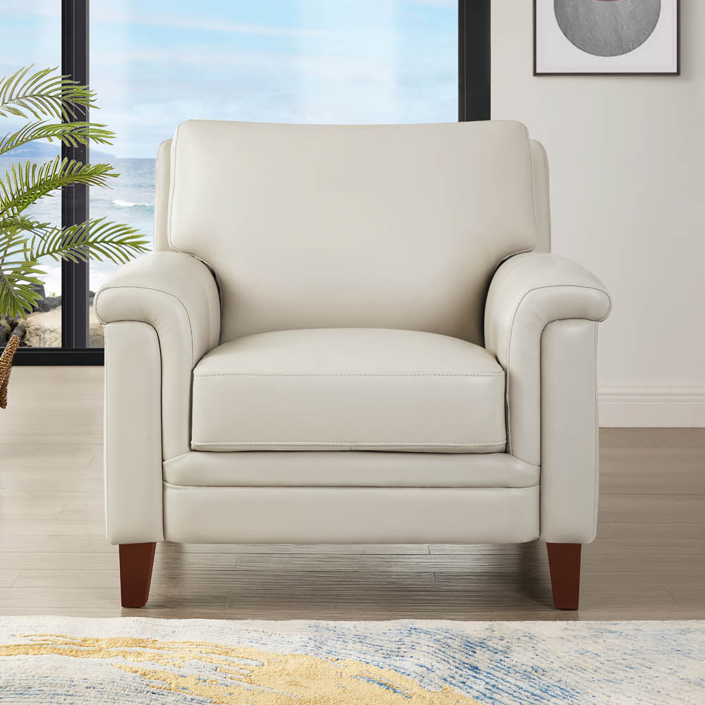 Westcott Leather Chair Beige Memory Foam Genuine Leather