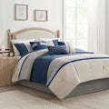 7 Piece Faux Suede Comforter Set Blue Cal King California King Blue Polyester
