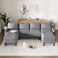 U Shaped Sponge Filled Cushion Combination Sofa, Suitable For Living Rooms, Studies, And Spacious Spaces Gray Polyester 4 Seat