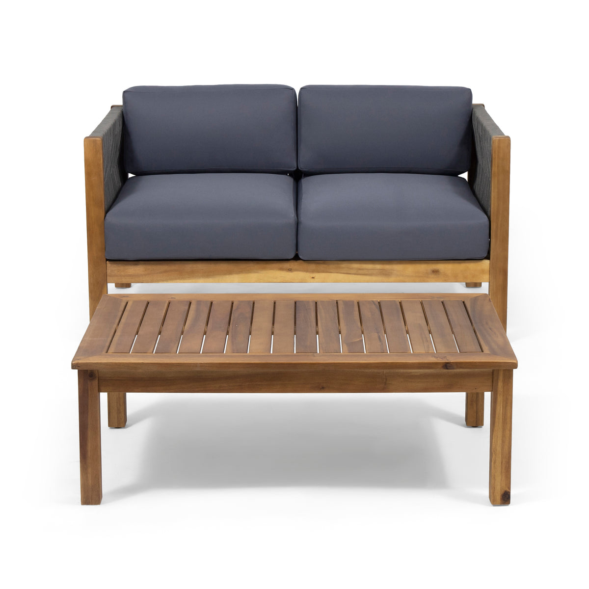 Laurel Outdoor 4 Seater Chat Set Seat & Coffee Table & Club Chair Teak Acacia Wood