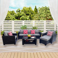 Outdoor Garden Patio Furniture 7 Piece Pe Rattan Wicker Cushioned Sofa Sets And Coffee Table, Patio Furniture Set Outdoor Couch Outdoor Couch Patio Furniture Outdoor Sofa Patio Couch Yes Complete Patio Set Gray Seats 6 Weather Resistant Frame Water