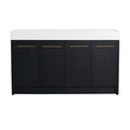 60 Inch Freestanding Bathroom Vanity With Resin Double Sink, With Soft Closing Door, Kd Package Black Chestnut 4 Bathroom Freestanding Modern Plywood