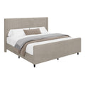 50.7'' High Headboard Corduroy Upholstered Bed Frame With Vertical Stripe Wingback And High Footboard No Box Spring Needed, King Size, Taupe Box Spring Not Required King Taupe Wood Bedroom Modern Bed Frame Wood