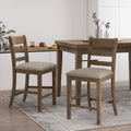Farmhouse Upholstered Wood Counter Stools Set Of 2 Brown Pu