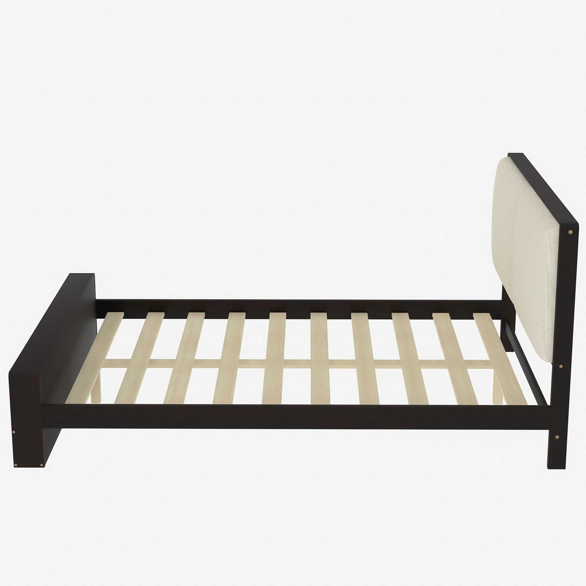 Queen Size Platform Bed Frame With Upholstery Headboard And Bookshelf In Footboard And Led Light Strips, Espresso Queen Espresso Solid Wood Mdf