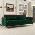 Fx P18 Rg2 Sofa Luxury Emerald Green Velvet Sofa With Gold Accents Modern 3 Seat Couch With Plush Cushions, Perfect For Living Room And Office Decor Retro Green Velvet 2 Seat