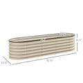 Outsunny 6.5' X 2' X 1.4' Galvanized Raised Garden Bed Kit, Outdoor Metal Elevated Planter Box With Safety Edging, Easy Diy Stock Tank For Growing Flowers, Herbs & Vegetables, Cream Cream White Steel