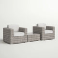 Fully Assembled Rattan Wicker 2 Person Seating Set With Cushions Gray,Grey Mix Wicker