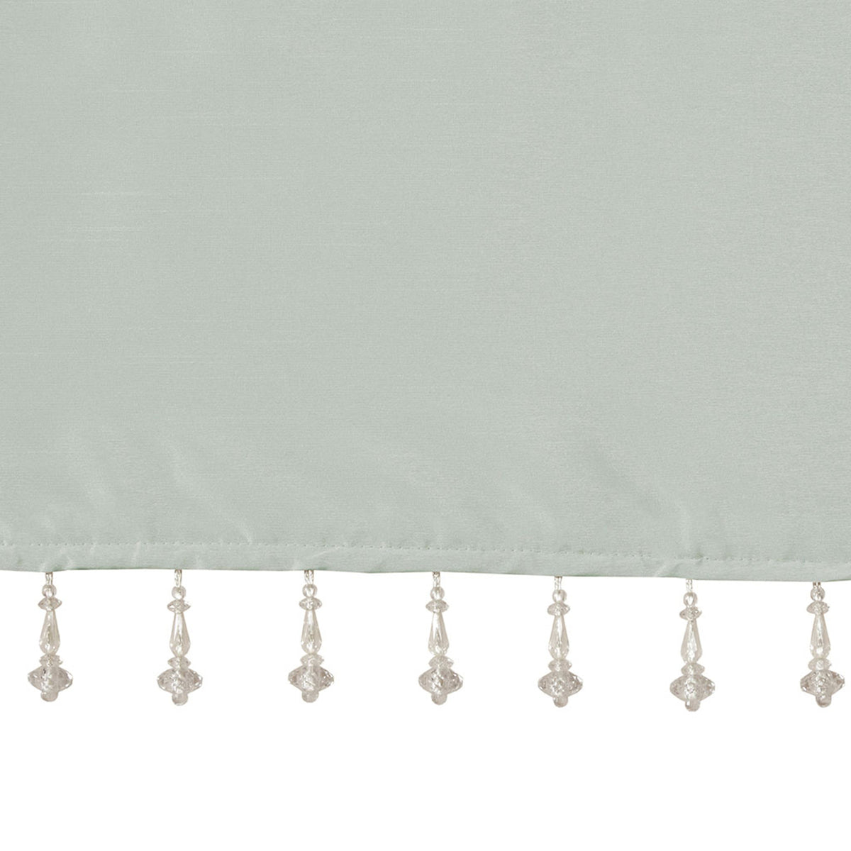 Lightweight Faux Silk Valance With Beads Dusty Aqua 50X26" Dusty Aqua Microfiber