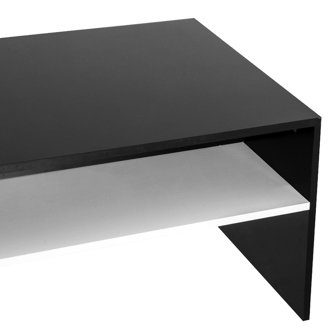 Homcom Modern Coffee Table, 2 Tier Rectangular Center Table With Storage Shelves For Living Room, Black White White Black Engineered Wood