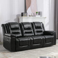 Home Theater Recliner Set Manual Recliner Chair With Wide Armrest, Two Built In Cup Holders For Living Room,Bedroom, Black Old Sku:Sg000760Aab Black Foam Pu Leather