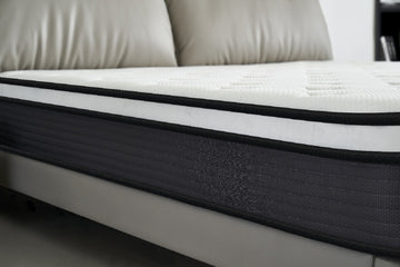 Hybrid 10 Inch Queen Mattress In A Box, Pillow Top Bed Cushion Withand Hypoallergenic Design, Medium Firm For Lumbar Support White Gray Foam Spring Queen
